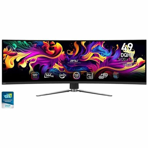 MSI MPG 491CQP QD-OLED 49" Class Dual Quad HD (DQHD) Curved Screen Gaming OLED Monitor - 32:9 - Metallic Black - 49" Viewa
