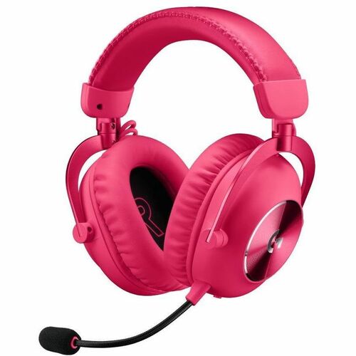 Logitech PRO X 有线/无线 头戴式 立体声 游戏用头戴式耳机 - 粉 - 双声道 - 3000 cm - 蓝牙 - 38 欧姆 - 20 Hz 到 20 kHz - 单向, 心形麦克风 麦克风 - 迷你手机（3.5毫米）