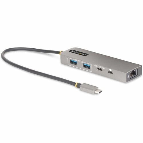 StarTech.com USB/Ethernet-Hub - USB 3.2 Gen. 2 (3.1 Gen. 2) Typ-C - 1,25 GB/s - Extern - Grau - UASP-Support - 4 Total USB