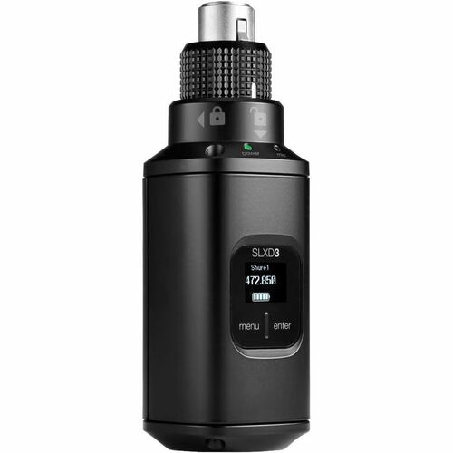 Shure SLXD3 Plug-On Digital Wireless Transmitter With XLR Connector - 558 MHz to 616 MHz Operating Frequency - 20 Hz to 20