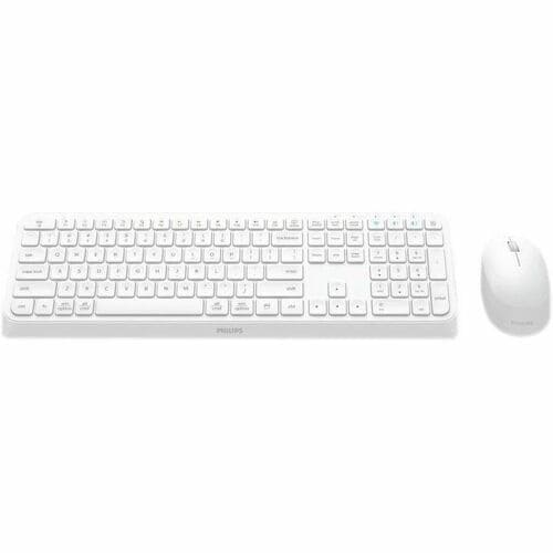 Philips SPT6407W Keyboard & Mouse - Wireless Bluetooth/RF 5.0 2.40 GHz Keyboard - Keyboard/Keypad Color: White - Wireless 