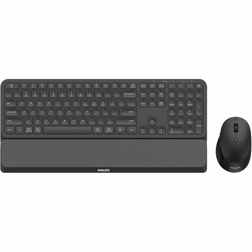 Philips Keyboard & Mouse - Wireless Bluetooth 5.0 2.40 GHz Keyboard - 110 Key - Keyboard/Keypad Color: Black - Wireless Bl