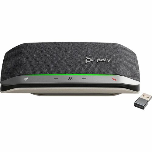 Poly Sync 20+ 有线/无线 蓝牙 免提电话 - Microsoft Teams, Zoom - 银 - 3 x 双向 麦克风 - 40mm 扬声器
