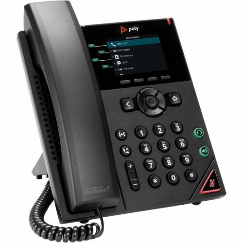 Poly VVX 250 IP Phone - Corded - Corded - Wall Mountable, Desktop - Black - TAA Compliant - VoIP - 7.1 cm (2.8") LCD - 2 x