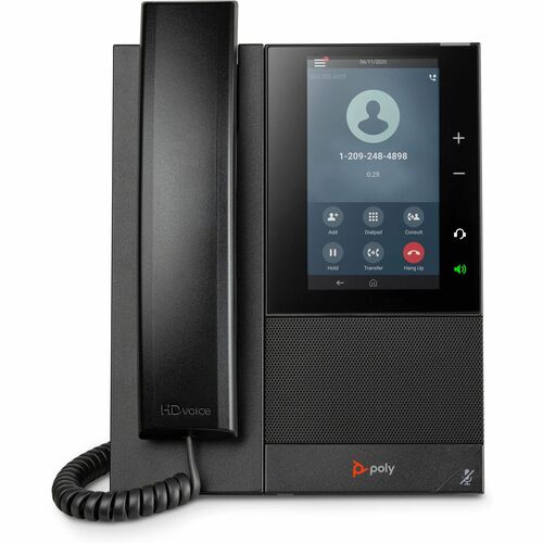 Poly CCX 500 IP Phone - Corded - Corded - Bluetooth - Desktop, Wall Mountable - Black - TAA Compliant - 24 x Total Line - 
