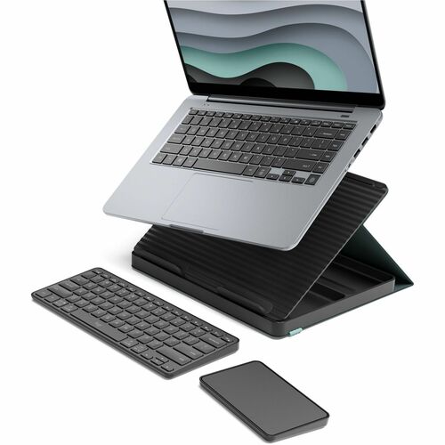 Logitech Casa Pop-Up Desk Work From Home Kit with Laptop Stand, for Laptop/MacBook (10" to 17"), Green/Graphite - Classic 