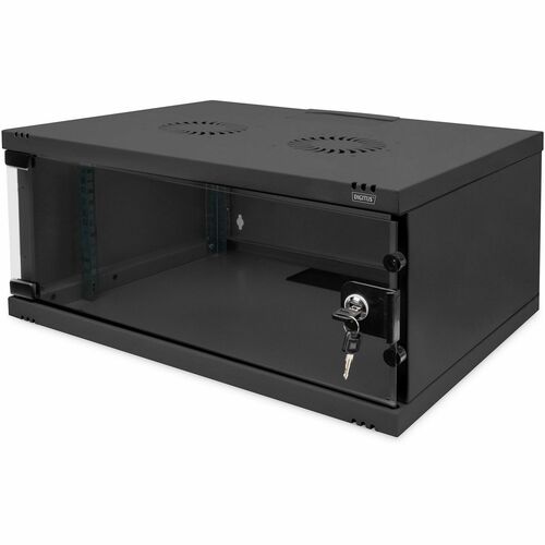 Digitus 4U Wall Mountable Enclosed Cabinet Rack Cabinet for Networking270 mm Rack Depth - Black - Glass, Sheet Steel - 60 