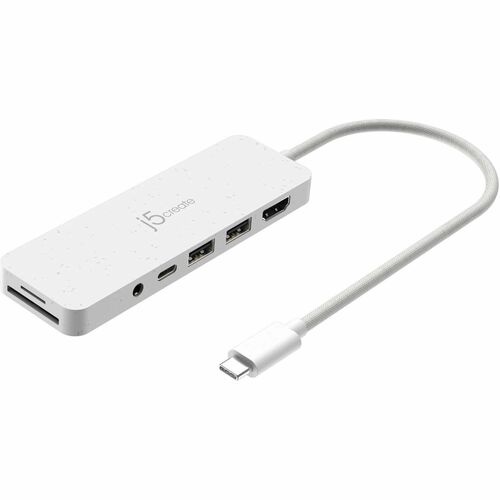 j5create USB-Typ C Docking Station - Speicherkartenleser - SD, microSD - Weiß - USB Typ-A - USB Typ C - HDMI - Kabelgebund
