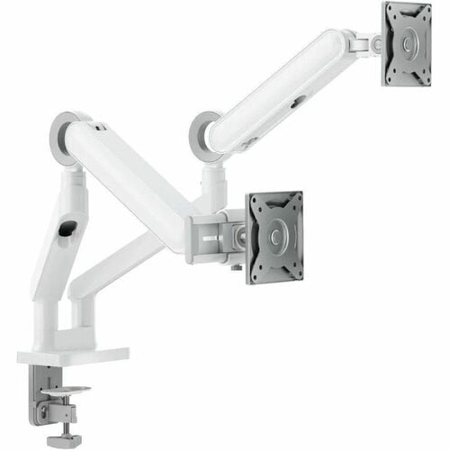 Alogic Glide Mounting Arm for Monitor, Flat Panel Display, Curved Screen Display - White - 2 Display(s) Supported - 17" to