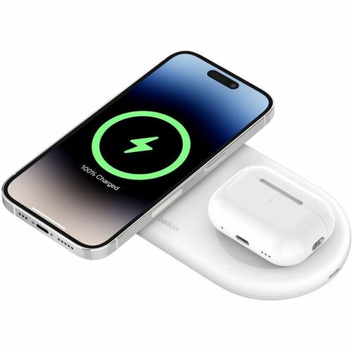 BELKIN BOOST CHARGING PAD 2-IN-1 QI2 MAGNETIC 15W WHT