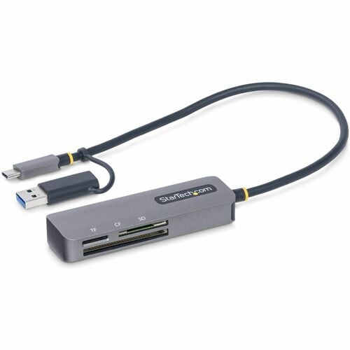 StarTech.com 3 Slot(s) Flash Reader - USB 3.2 (Gen 1) Type A, USB 3.2 (Gen 1) Type C - External - 1 - 640 MB/s - SD, micro