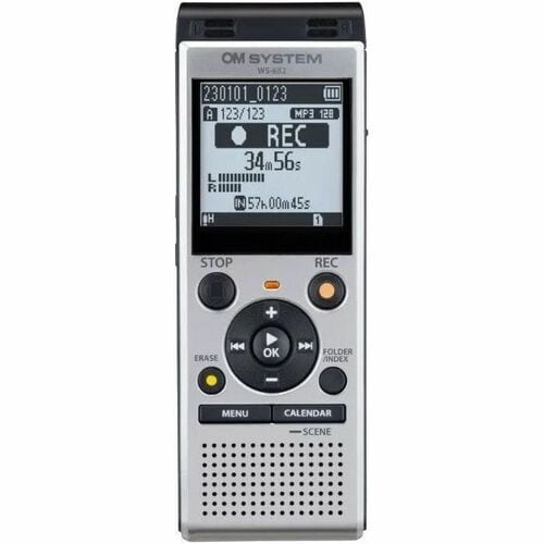 OM Digital Solutions WS-882 Digital Voice Recorder - [Built-in] Speaker, Microphone - 4 GB Flash Memory - microSD Supporte