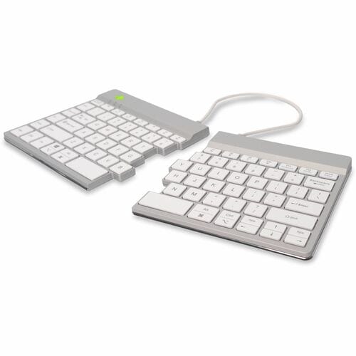 R-Go Split Break Keyboard - Compact - Wireless Connectivity - USB Type C Interface - English (US) - QWERTY Layout - White 