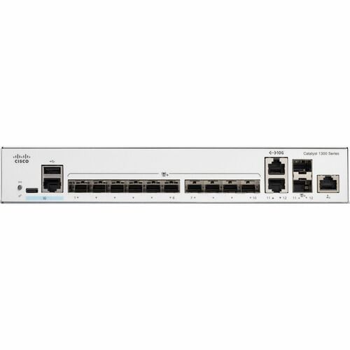 Cisco Catalyst 1300 C1300-12XS 2 Anschlüsse Verwaltbar Layer 3 Switch - 10 Gigabit Ethernet - 10GBase-T, 10GBase-X - 3 Unt