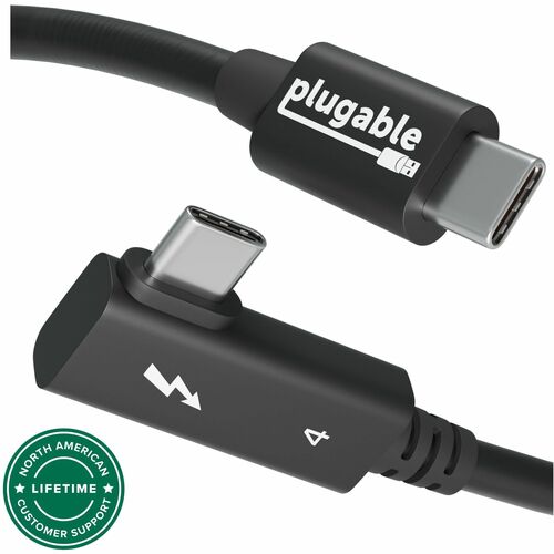 Plugable Thunderbolt 4 Cable Right Angle 40Gbps with 240W EPR Charging, 8K Display, Intel Certified - 2.6 Feet (80CM) Comp