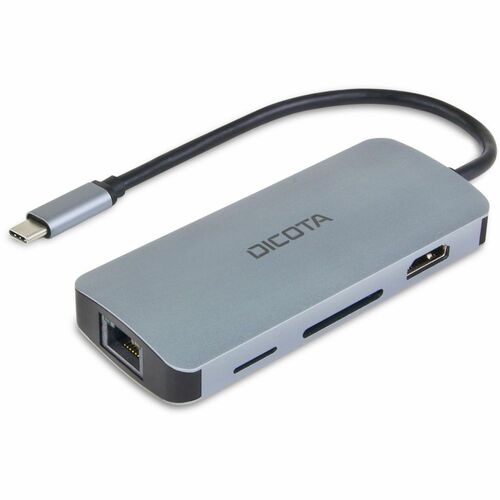 Dicota USB-Typ C Docking Station für Notebook, Monitor - Speicherkartenleser - SD, microSD - Silber - 4K UHD - 3840 x 2160