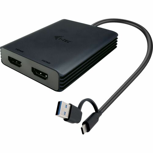 i-tec A/V Adapter - 1 x USB Type A - Male, 1 x USB Type C - Male - 2 x HDMI Digital Audio/Video - Female - 4096 x 2160 Sup