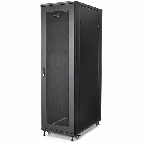 StarTech.com 42U Rack Cabinet for Server - Black - Steel, Mesh - 907 kg Maximum Weight Capacity - 907 kg Static/Stationary