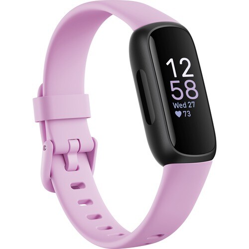 Fitbit Inspire 3 FB424 Smart Band - Black, Lilac Bliss Body Color - Heart Rate Monitor, Pulse Oximeter Sensor, Temperature