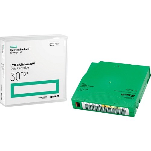 HPE Data Cartridge LTO-8 - Rewritable - 1 Pack - 12 TB (Native) / 30 TB (Compressed) - 960 m (37795.28") Tape Length