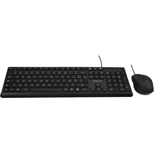 V7 CKU350FR Keyboard & Mouse - French - USB Cable Keyboard - 107 Key - Keyboard/Keypad Color: Black - USB Cable Mouse - Op