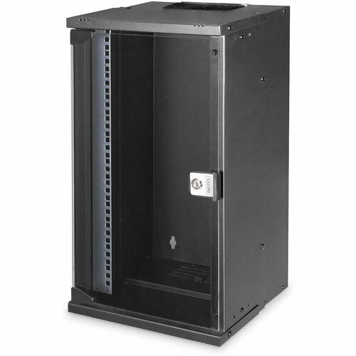 Digitus SOHO PRO 12U Wall Mountable Enclosed Cabinet Rack Cabinet for Networking254 mm Rack Depth - Black - Glass, Steel, 