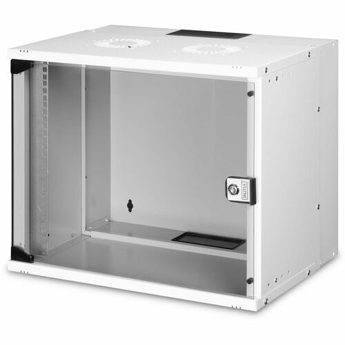 Digitus SOHO PRO 9U Wall Mountable Enclosed Cabinet Rack Cabinet for Networking327 mm Rack Depth - Light Grey - Glass, Ste