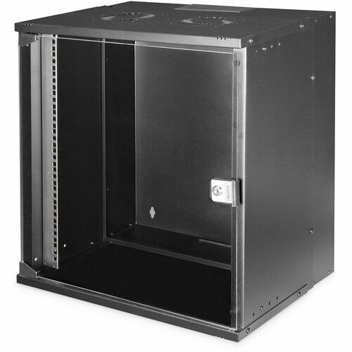 Digitus SOHO PRO 12U Wall Mountable Enclosed Cabinet Rack Cabinet for Networking - Jet Black - Glass, Steel, Sheet Steel -