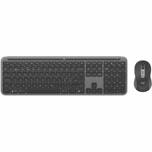 Logitech Signature Slim MK950 Keyboard & Mouse - QWERTY - Danish, Norwegian, Swedish, Finnish - USB Type A Wireless Blueto
