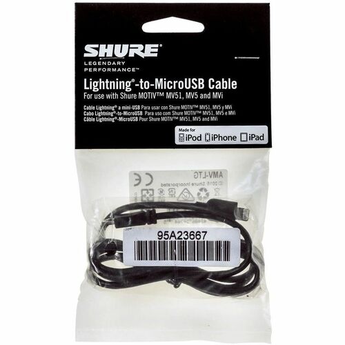 Shure 1 m 数据传输电缆 - Cable for 麦克风, iPod, iPhone, iPad