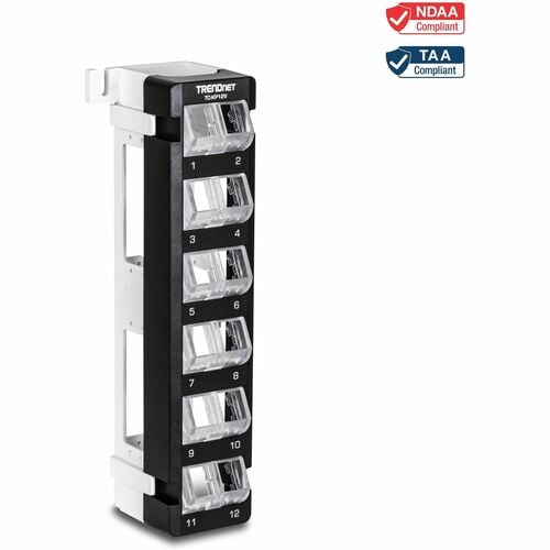 Panneau de brassage vierge TRENDnet TC-KP12V - 12 Port(s) - Couche poudre noire - Fixation Murale
