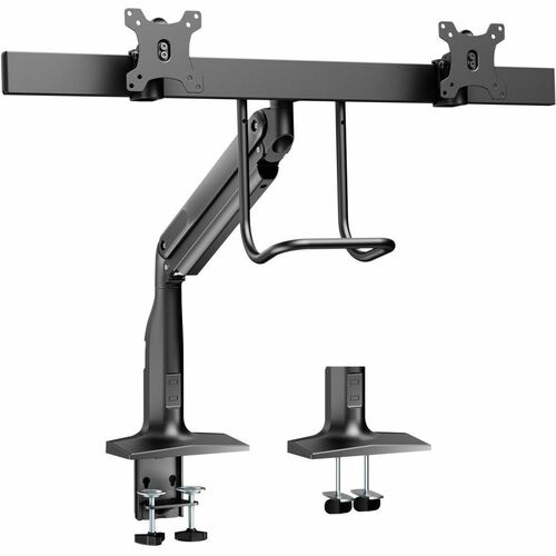 Bras support d'écran V7 DM1HDD pour Moniteur, Affichage - Noir mat - Support de barre à ressort à gaz robuste V7 pour doub