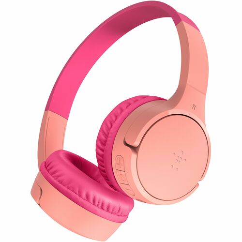 Belkin SOUNDFORM Mini Wired/Wireless On-ear, Over-the-head Stereo Headset - Pink - Binaural - Circumaural - Bluetooth - 12