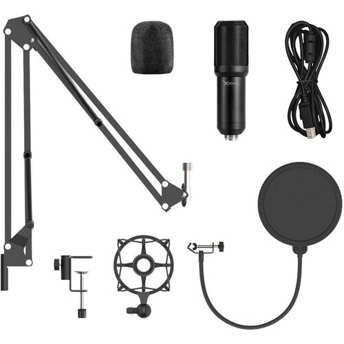 Micrófono para Audio profesional, Streaming en vivo, Grabación, Studio XZEAL XZ-260 - Cableado - Condensador - Negro - 1.8