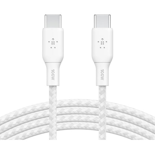 100w USB-C to USB-C Braided Cable 2M White