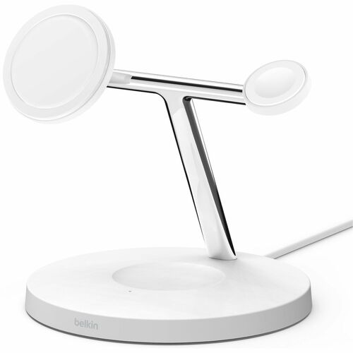 Belkin BoostCharge Pro Induction Charger - White - For iPhone - MagSafe Technology, Magnetic, Fast Charging, LED Indicator