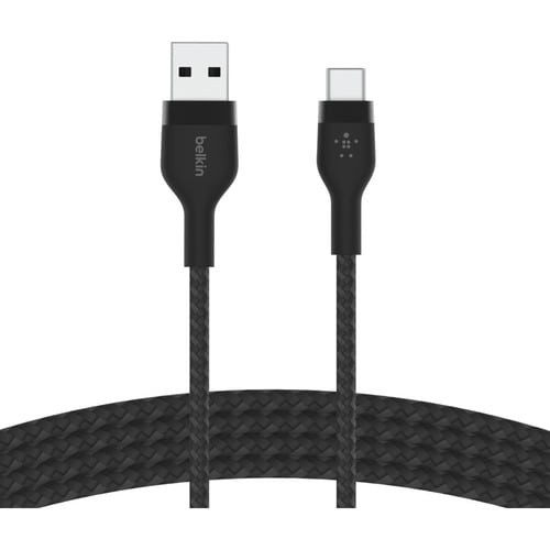 Belkin BOOSTCHARGE Pro Flex Double-Braided Silicone USB-A to C Cable 60W with Metal Clip Cable Management 1 Meter - Black