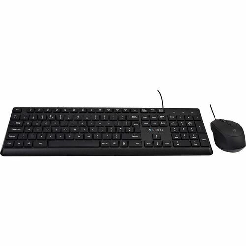 V7 CKU350UK Keyboard & Mouse - English (UK) - USB Cable Keyboard - 107 Key - Keyboard/Keypad Color: Black - USB Cable Mous
