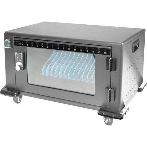 Digitus Charging Cart - 4 Casters - Glass, Plastic - 550 mm Width x 375 mm Depth x 384 mm Height - Metal Frame - Black - F