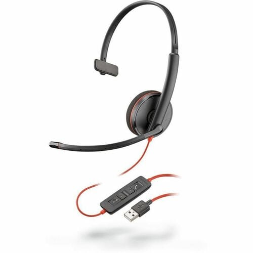 Poly Blackwire C3215 有线 头戴式 Mono 耳机 - 黑 - Microsoft Teams认证 - 单声道 - 耳罩 - 32 欧姆 - 20 Hz 到 20 kHz - 225.6 cm 线缆 - 降噪 麦克风 - 迷