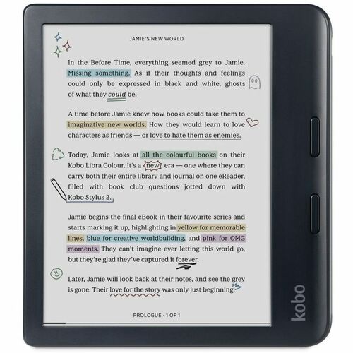 Kobo Libra Colour 7IN E Ink KaleidoTM 3 Color  Display Kobo Stylus 2 Compatibility Waterproof Black