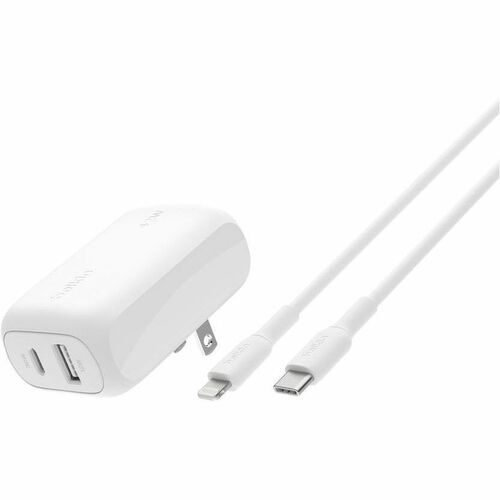 Belkin BoostCharge Dual Wall Charger 42W - 42 W - 3 ft (0.91 m) Cable - 120 V AC, 230 V AC Input - 5 V DC, 9 V DC, 15 V DC