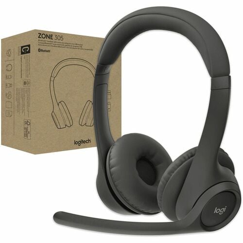 Logitech Zone 305 for Business, Wireless Bluetooth Headset With Microphone, Native Bluetooth, for Microsoft Teams, Black -