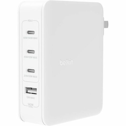 Belkin BoostCharge Pro 140 W AC适配器 - 通用适配器 - 1 USB - 3 USB Type-CSpace- 用于 笔记本电脑, MacBook Pro, MacBook, iPhone, iPad, 智能电话