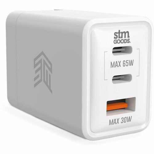 STM Goods 65W three port (USB-C x2 & USB-A) power adapter (univ) - white - 65 W - United States, Australia, Europe - White