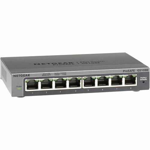 Netgear ProSafe Plus GS108E 8 Ports Ethernet Switch - Gigabit Ethernet - 10/100/1000Base-T - Grey - 2 Layer Supported - 4 