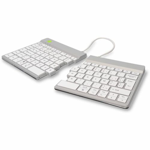 R-Go Split Break Keyboard - Wireless Connectivity - USB Type C Interface - Belgian - AZERTY Layout - White - Scissors Keys
