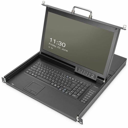 Digitus LCD Rack Console KVM Switch - Jet Black - 43.2 cm (17") LCD - Full HD - 1920 x 1080 - 1 x USB - 8 x VGA - Keyboard