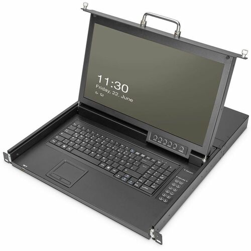 Digitus LCD Rack Console KVM Switch - Jet Black - 43.2 cm (17") LCD - HD - 1280 x 1024 - 1 x USB - 8 x HDMI - Keyboard - T