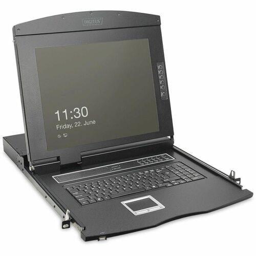 Digitus LCD Rack Console KVM Switch - Jet Black - 48.3 cm (19") LCD - HD - 1920 x 1080 - 8 x Network (RJ-45) - 3 x USB - K